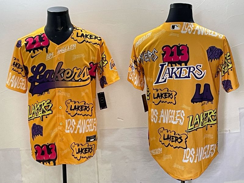 Men 2025 Los Angeles Lakers Blank Yellow NBA Nike jersey 07
